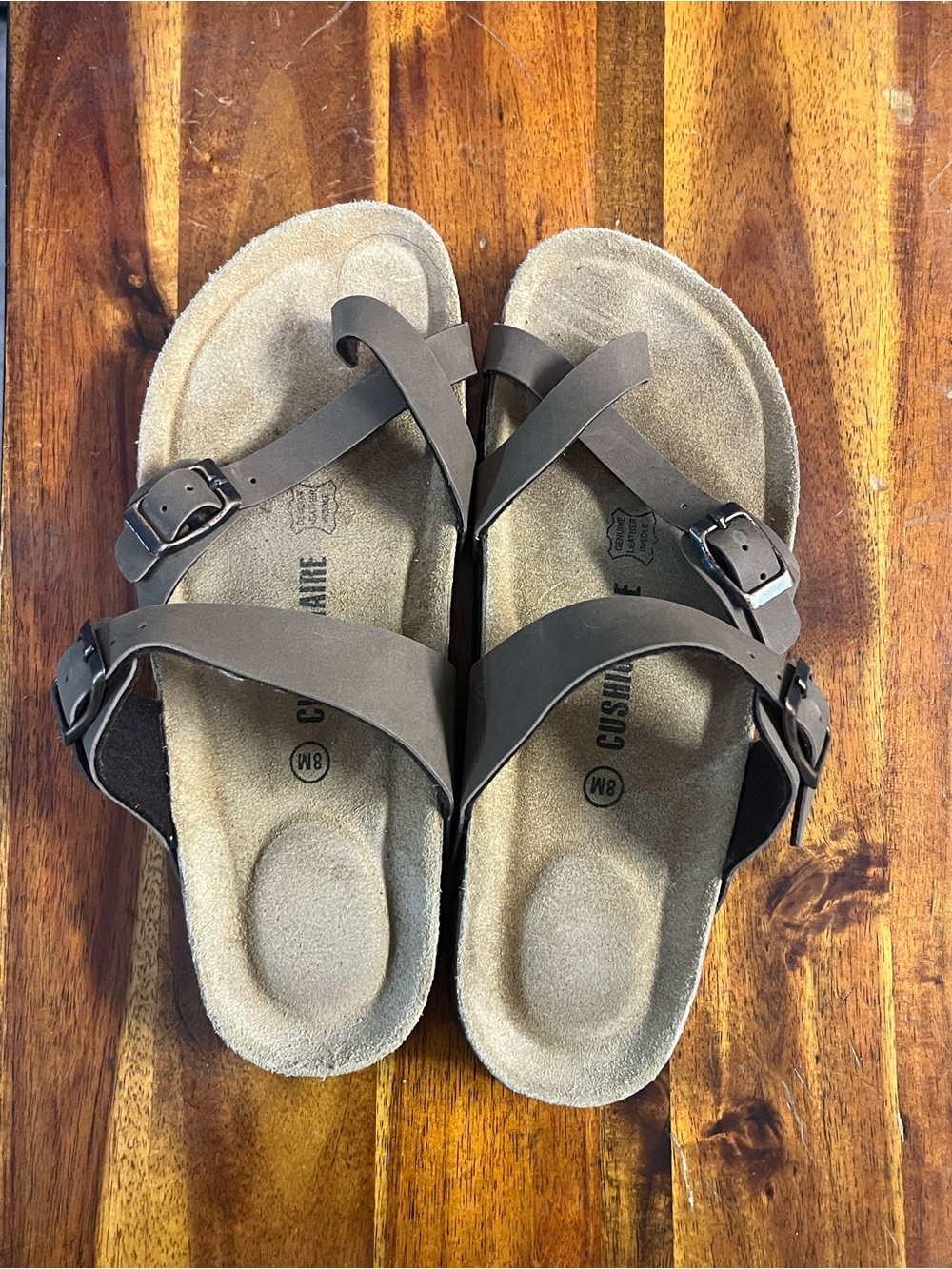 Cushionaire Brown Leather Strappy Sandals Size 8